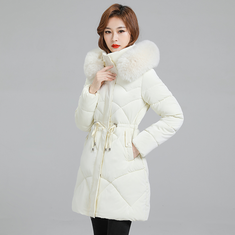 Real shot of large size women's down jacket, mid-length cotton coat, bread coat, fat mm fashionable high-end atmospheric cotton jacket