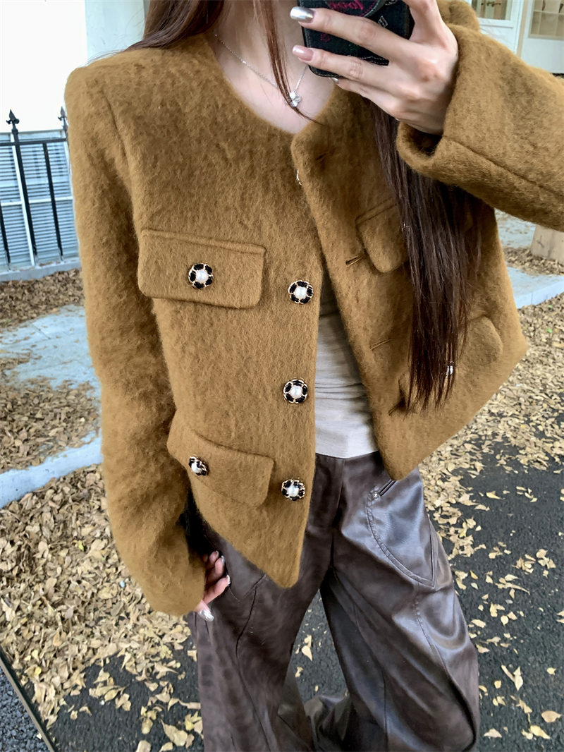 Real shot ~ Wool coat for women in autumn and winter, high-end and elegant, small fragrant style woolen short woolen coat