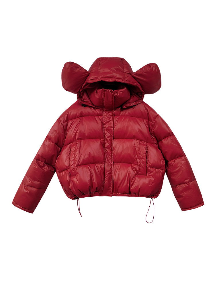 European Mickey Big Ears Short Down Jacket for Women 2023 Winter New Design Fashionable Cotton Clothes Bread Clothes Trendy