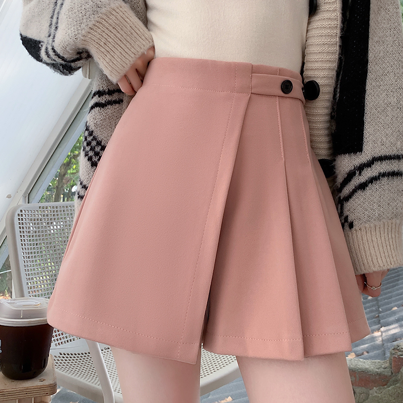 Real shot of autumn and winter college style woolen short skirt for women to prevent exposure, casual slimming pleated skirt, A-line pleated skirt