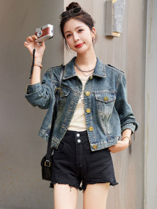 TR59057# 牛仔外套女新款秋季短款蓝色宽松复古休闲修身时尚设计感上衣 服装批发女装批发服饰货源