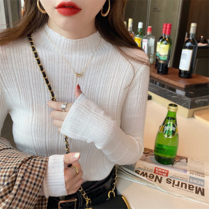RM25328#半高领针织打底衫女秋冬薄款2023年秋季新款修身毛衣内搭洋气上衣
