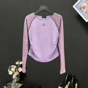 RM25332#紫色系列秋冬新款针织衫显瘦收腰时尚百搭长袖女款
