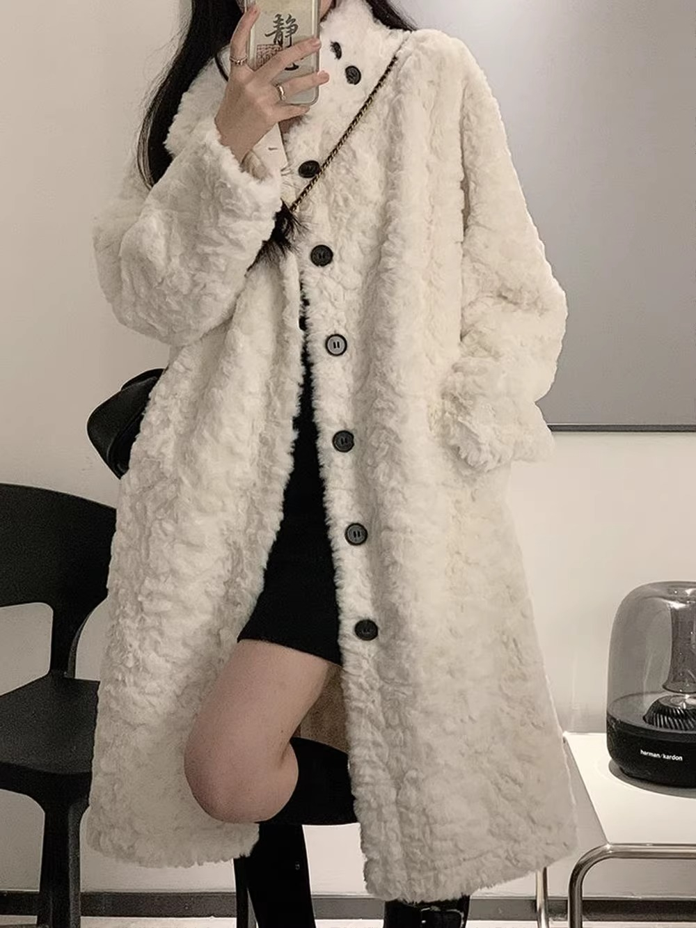 2023 Autumn and Winter High-Quality Over-the-Knee Lamb Plush Jacket for Women Original Fabric
