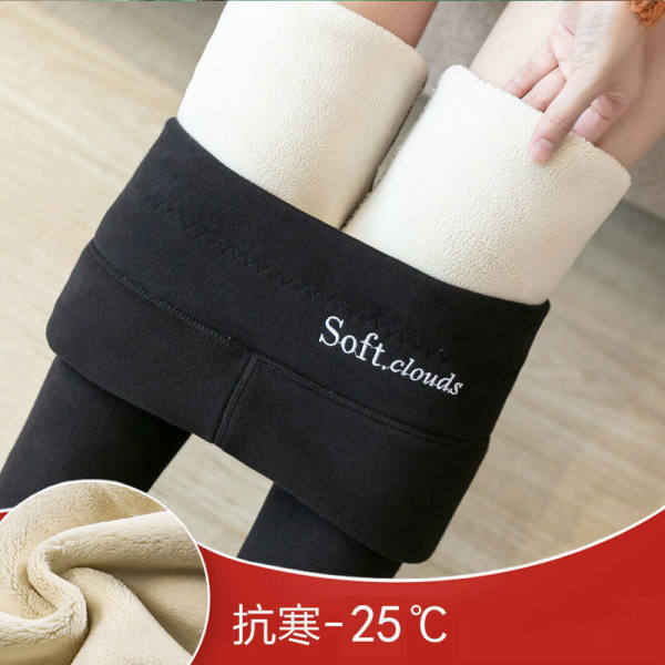 Women's velvet thickened winter leggings for outer wear for female students, high-waisted slimming trousers for small feet, warm cotton pants, trendy