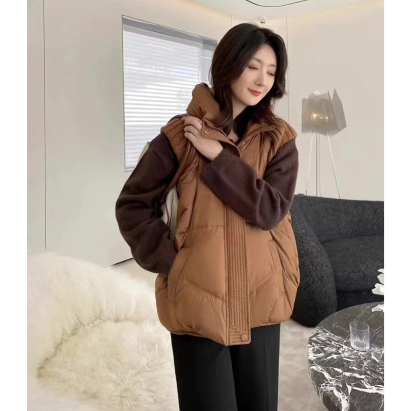 韩版2023年新款秋冬季时尚白色羽绒马甲女外穿坎肩背心马夹外套