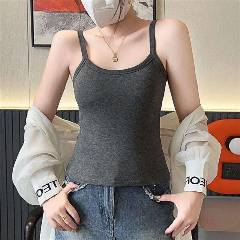 Price~Autumn and winter brushed round neck thermal vest with chest pad to look slimming suspender top