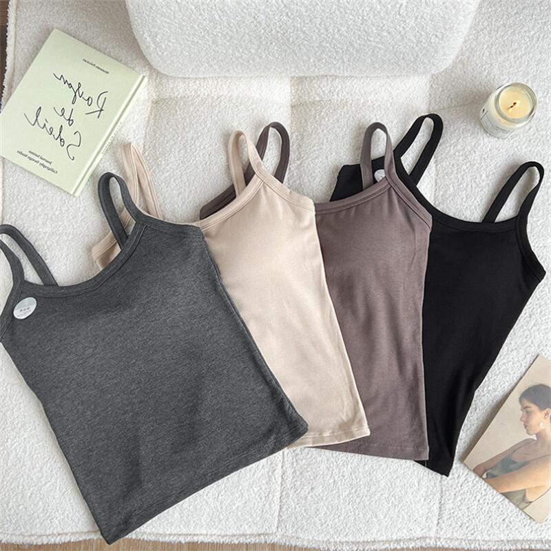 Price~Autumn and winter brushed round neck thermal vest with chest pad to look slimming suspender top