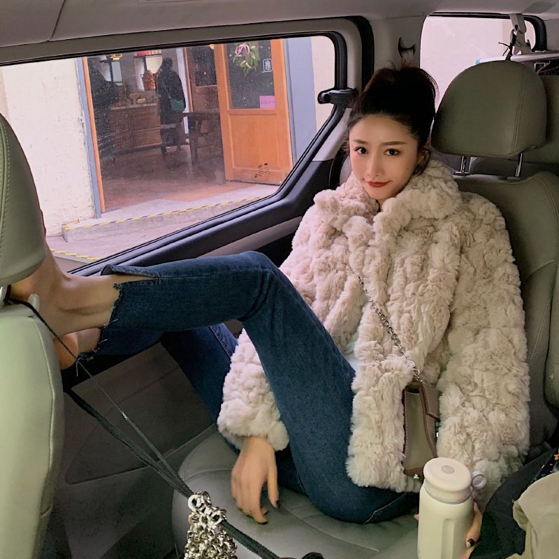 Internet celebrity thickened fur imitation rex rabbit fur coat Korean style new plush winter short coat for women