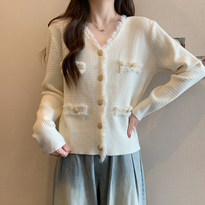 Actual shot of 2024 spring new style fat mm plus size female Xiaoxiangfeng warm thickened cardigan with suede top jacket