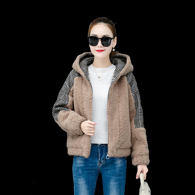Jacket women's autumn and winter imitation lamb plush Korean style large size loose new thickened velvet warm cardigan sweatshirt for women