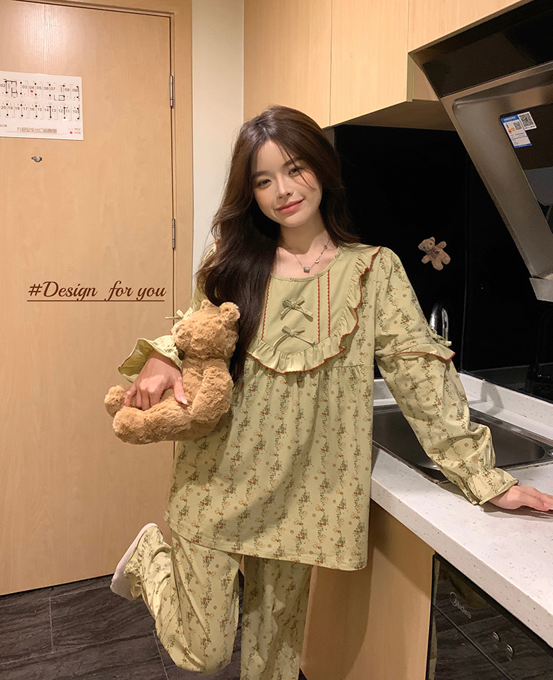 Real shot of women's pajamas, thin autumn styles, high-end women's autumn and winter home clothes