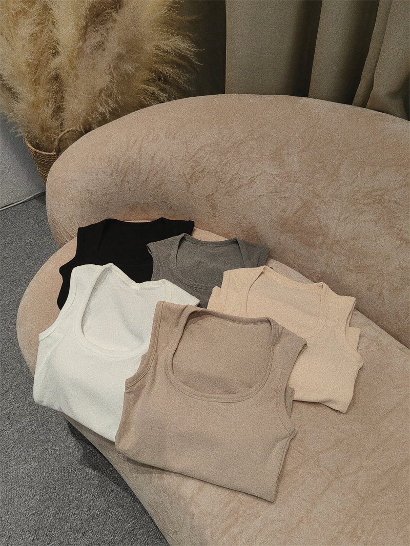 Actual price: Small heater double-sided brushed thickened casual square collar chest pad thermal vest underwear for women
