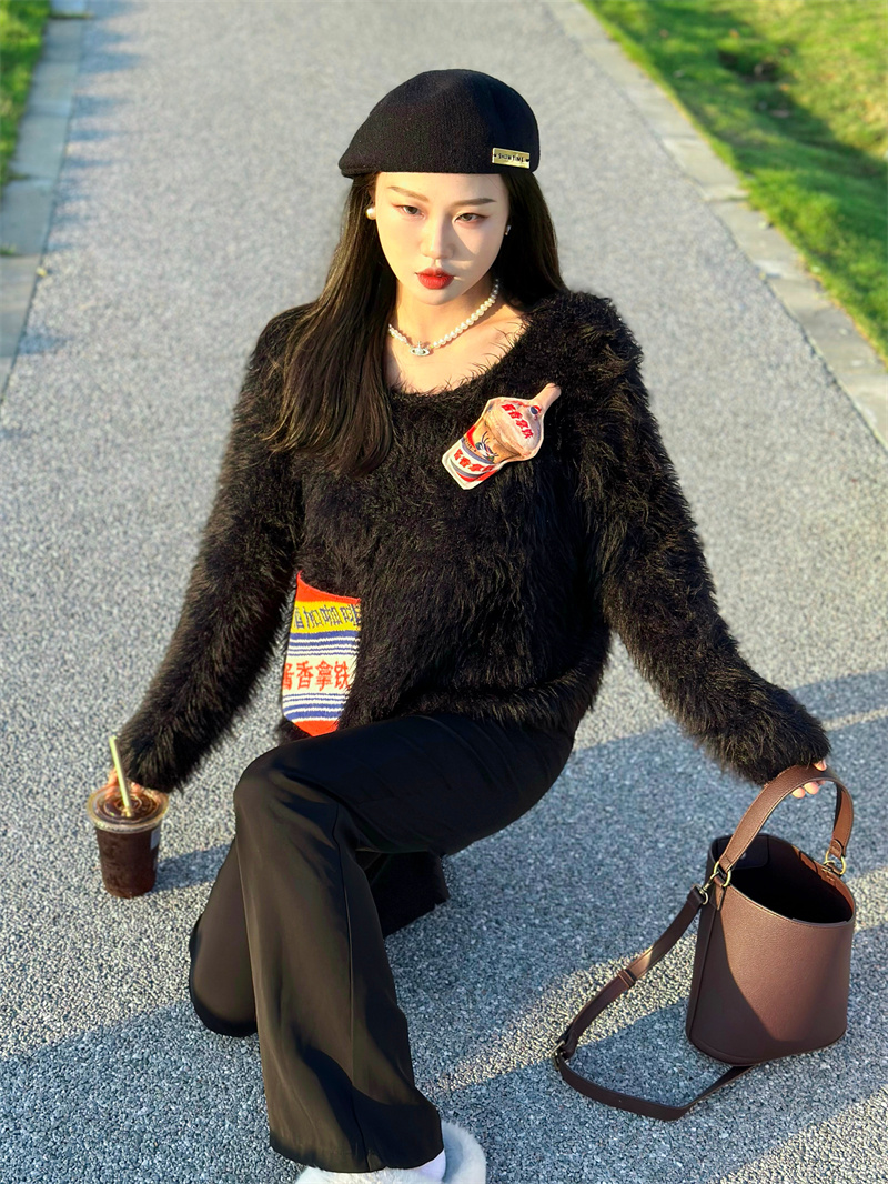 2023实拍新款针织衫女韩国东大门网红同款GLYP优质慵懒风秋冬毛衣