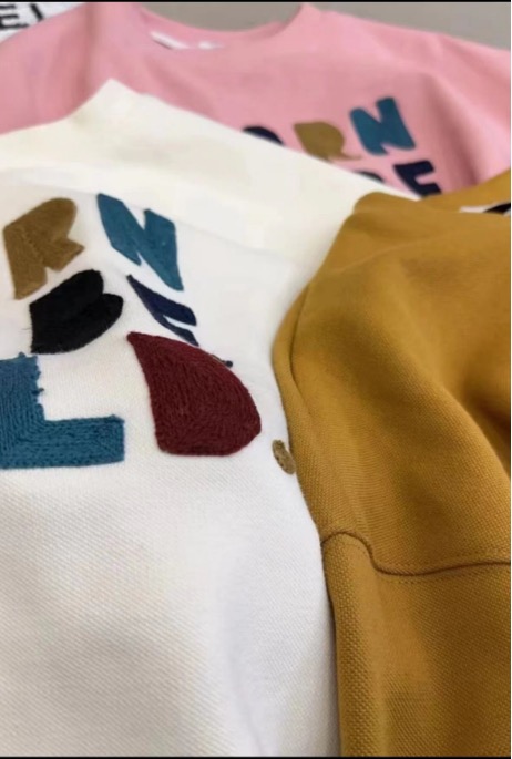 小巧屋小个子定制韩版圆领套头新款彩色字母刺绣休闲卫衣