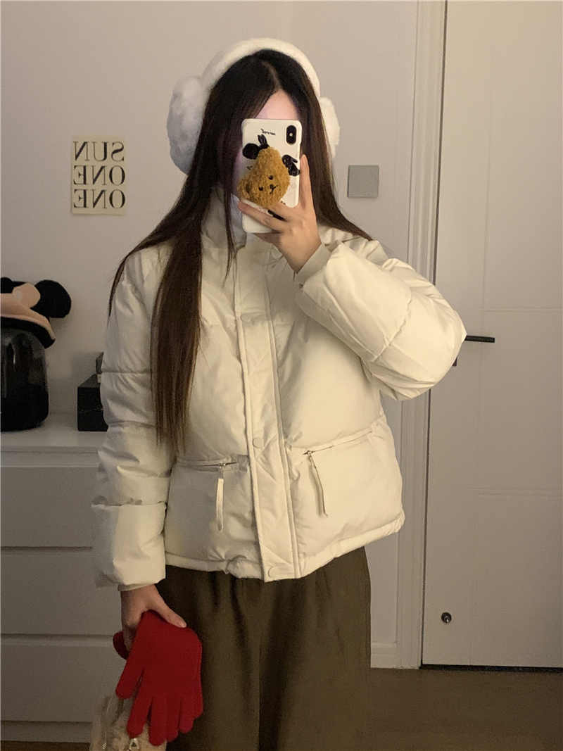 Real shot~Korean style short stand collar cotton jacket for women  winter thickened fashionable bread jacket for small people