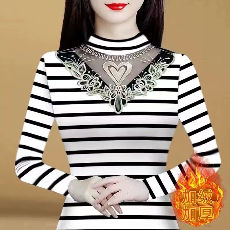 2023新款一體雙面德絨半高領打底衫女長袖修身時尚百搭保暖上衣潮