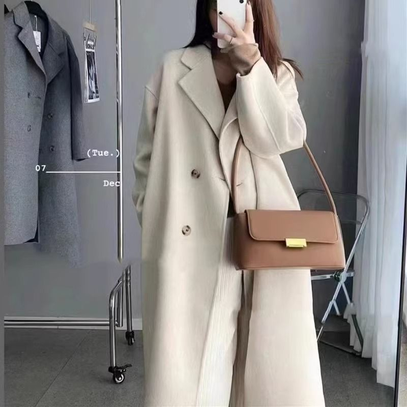 High-end woolen coat for women mid-length over the knee  new autumn and winter student Korean style slim woolen coat