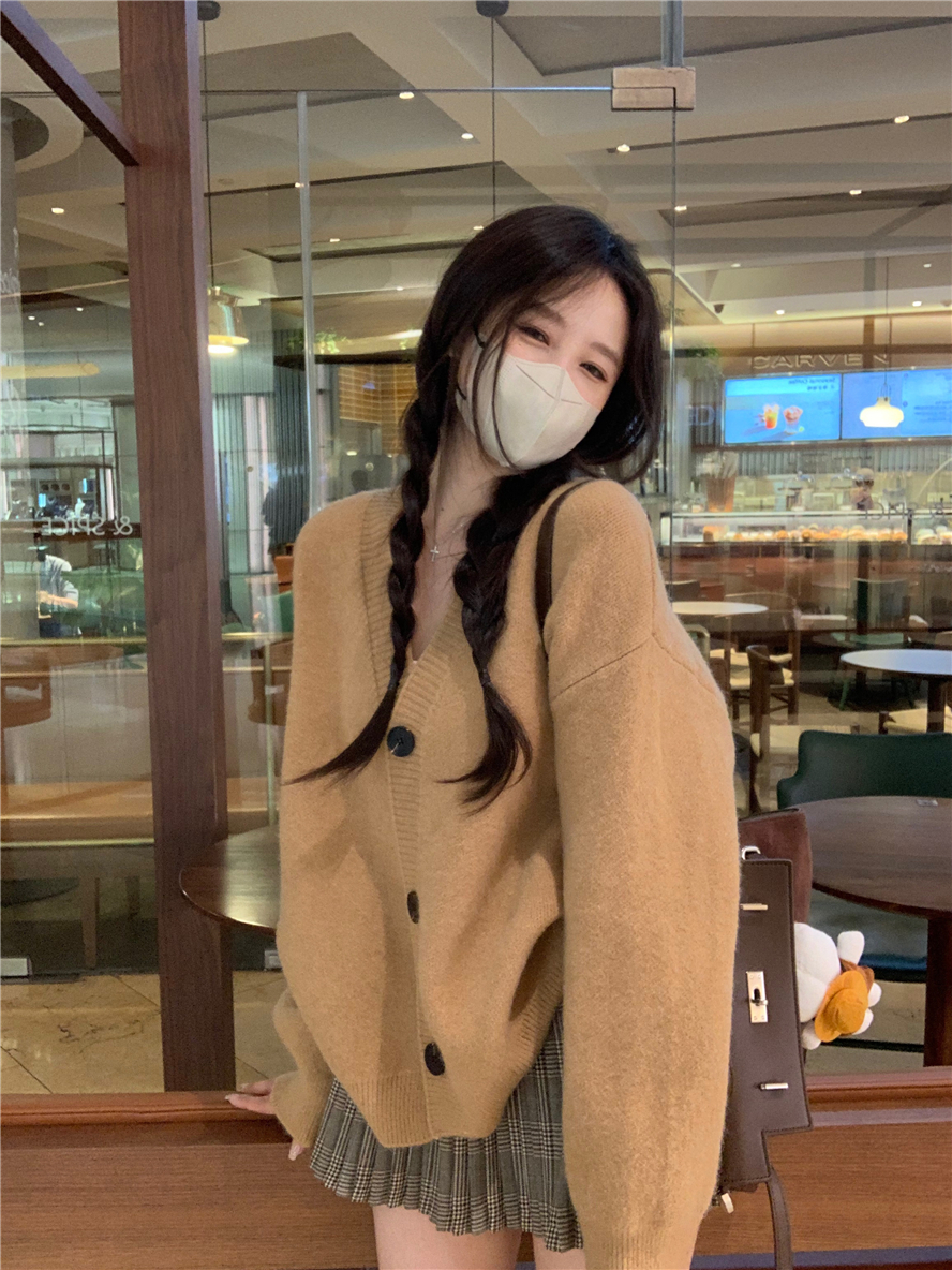高质量韩系学院风套装长袖针织开衫外套上衣女秋季复古