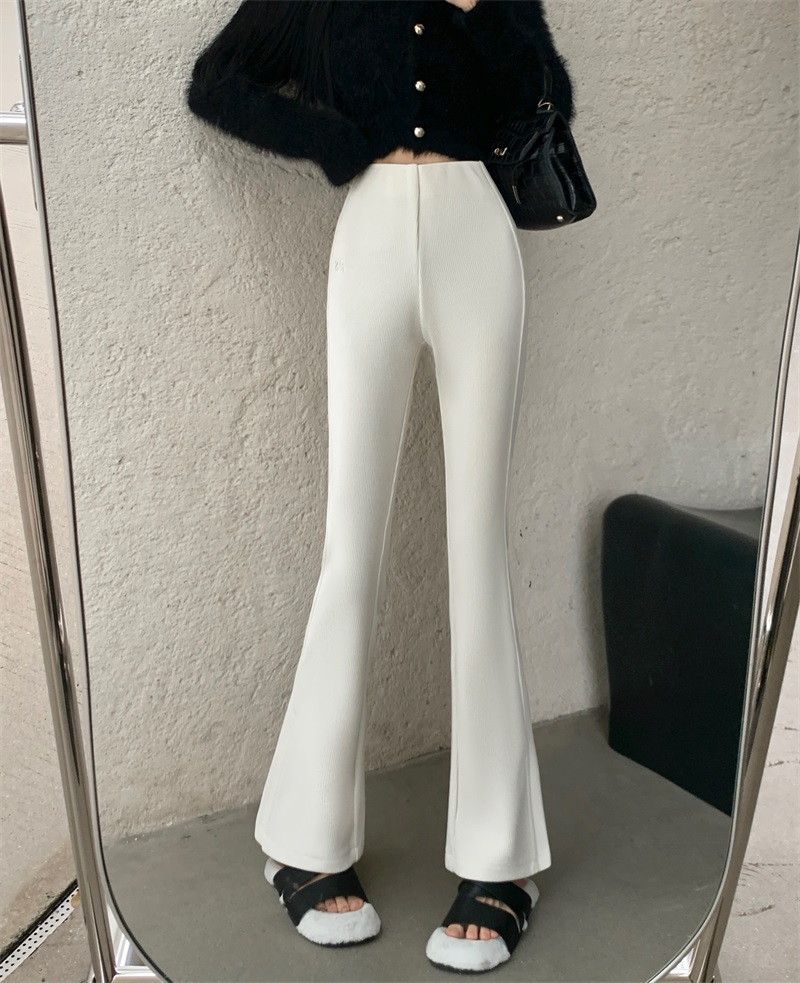 Actual shot~~Velvet and thickened retro high-waist corduroy slimming and versatile slit micro-flared trousers