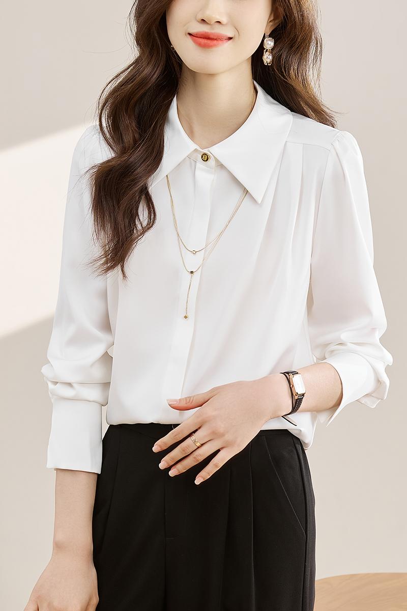 2026春秋新款女裝黑色長袖襯衫今年流行漂亮小衫上衣氣質送項鏈