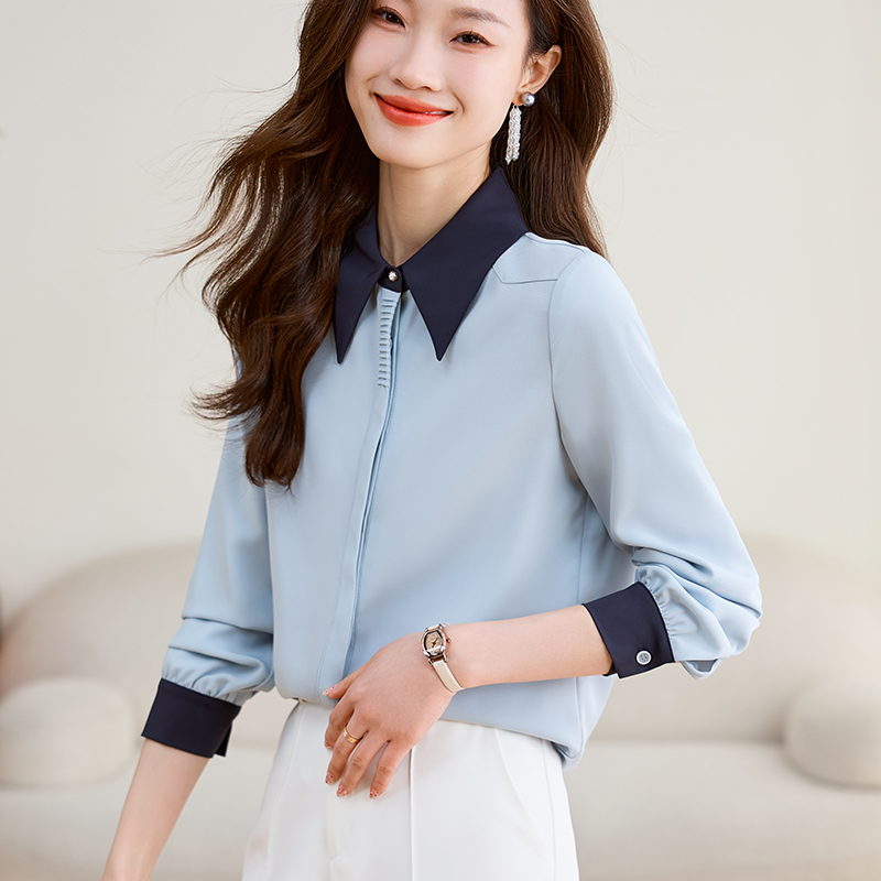襯衫女長袖2026春秋新款設計感小眾洋氣上衣通勤氣質雪紡襯衣