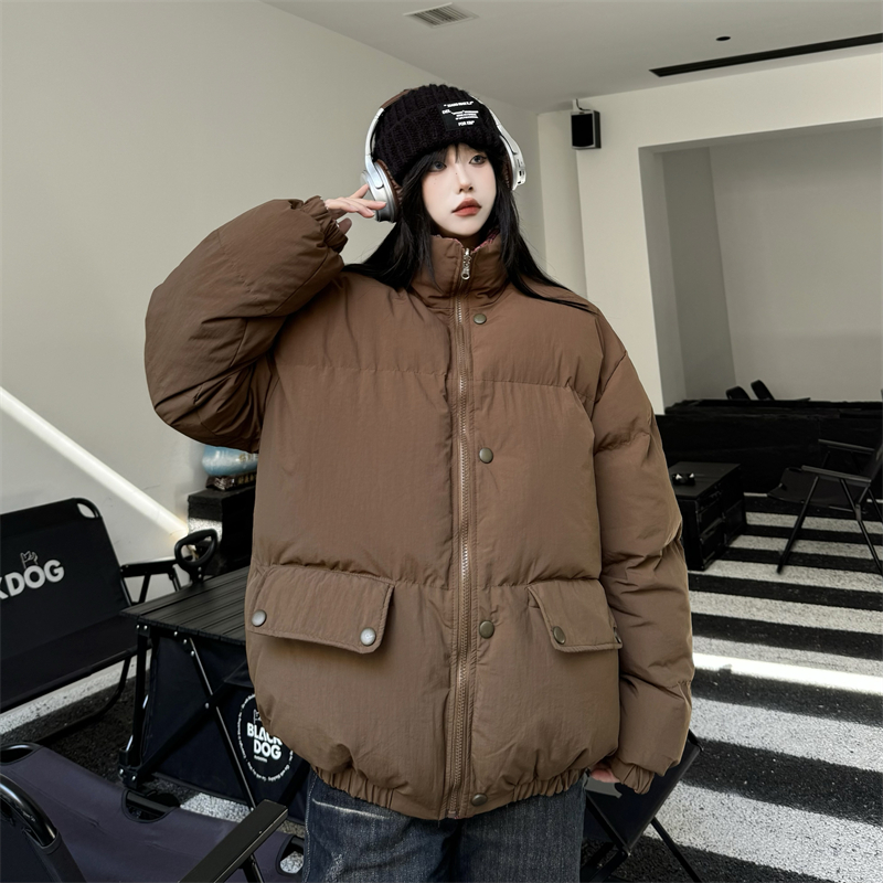 Real shot #American casual plaid double-sided cotton coat for women  winter thickened warm cotton coat