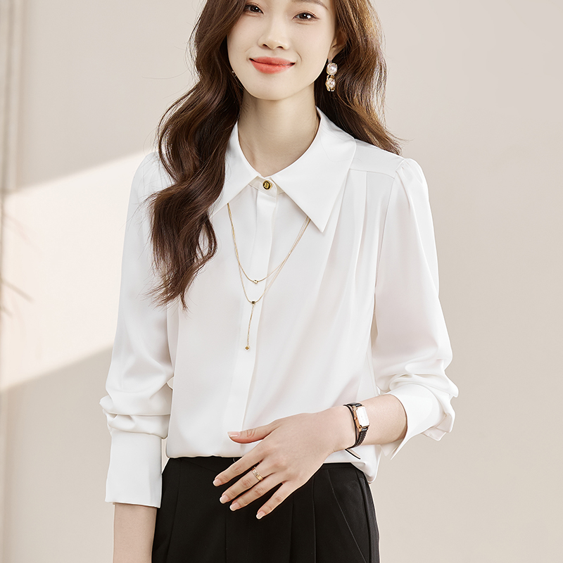 2026春秋新款女裝黑色長袖襯衫今年流行漂亮小衫上衣氣質送項鏈