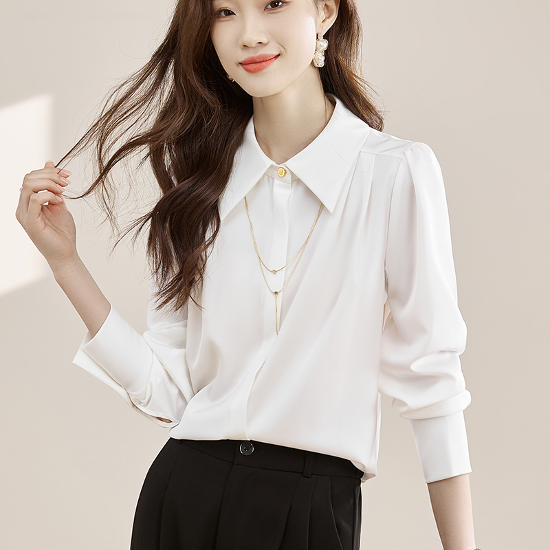 2026春秋新款女裝黑色長袖襯衫今年流行漂亮小衫上衣氣質送項鏈