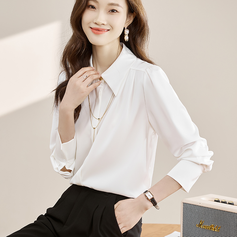 2026春秋新款女裝黑色長袖襯衫今年流行漂亮小衫上衣氣質送項鏈