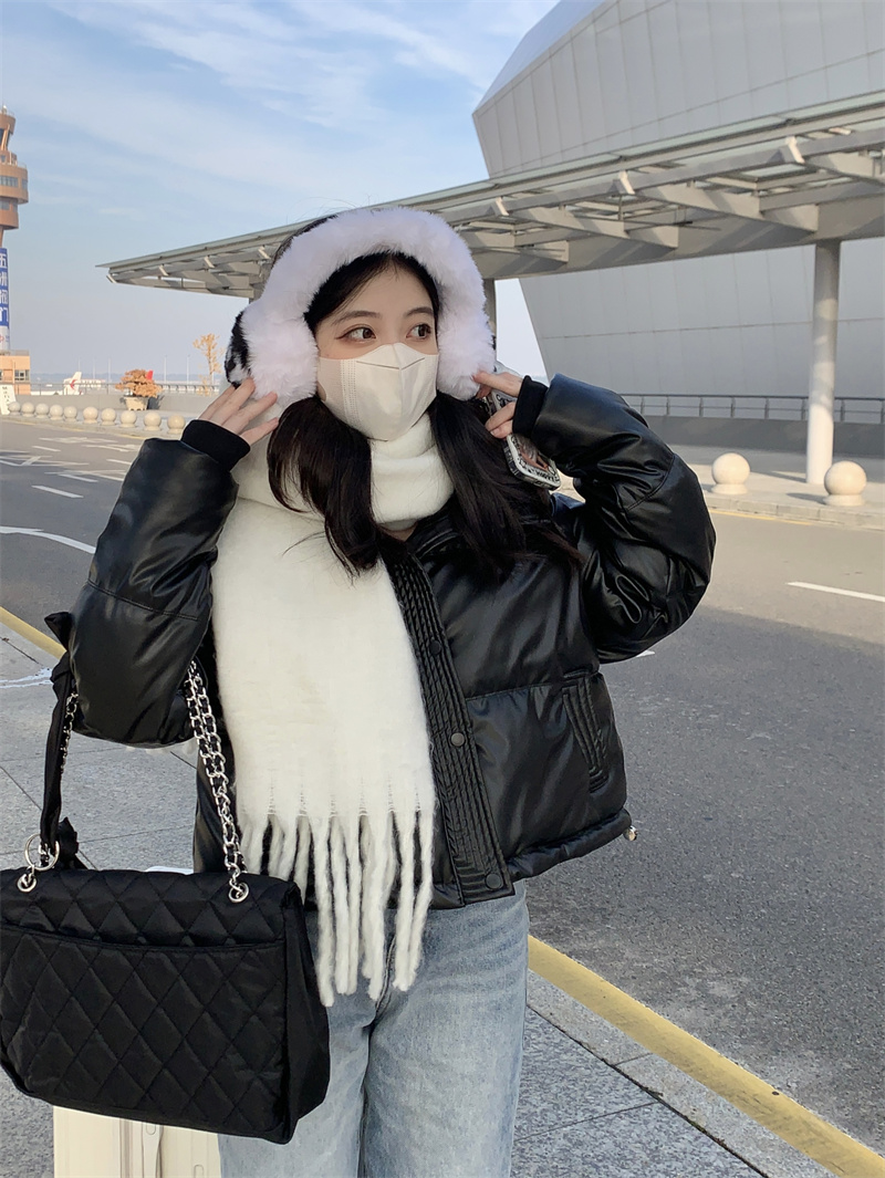 Actual shot ~  winter thickened bread coat, cotton-padded jacket, short coat, no-wash PU leather cotton coat for women