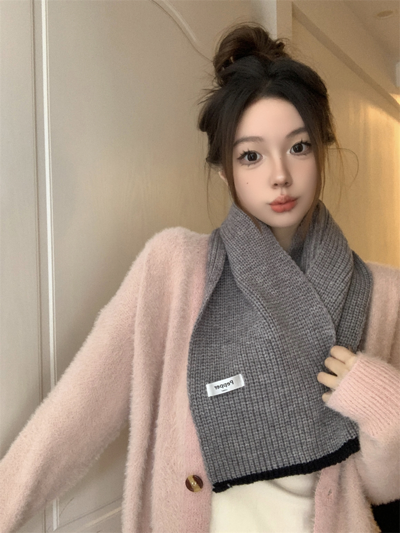 实拍价 围巾冬季女撞色保暖洋气披肩围脖学生韩版高级感