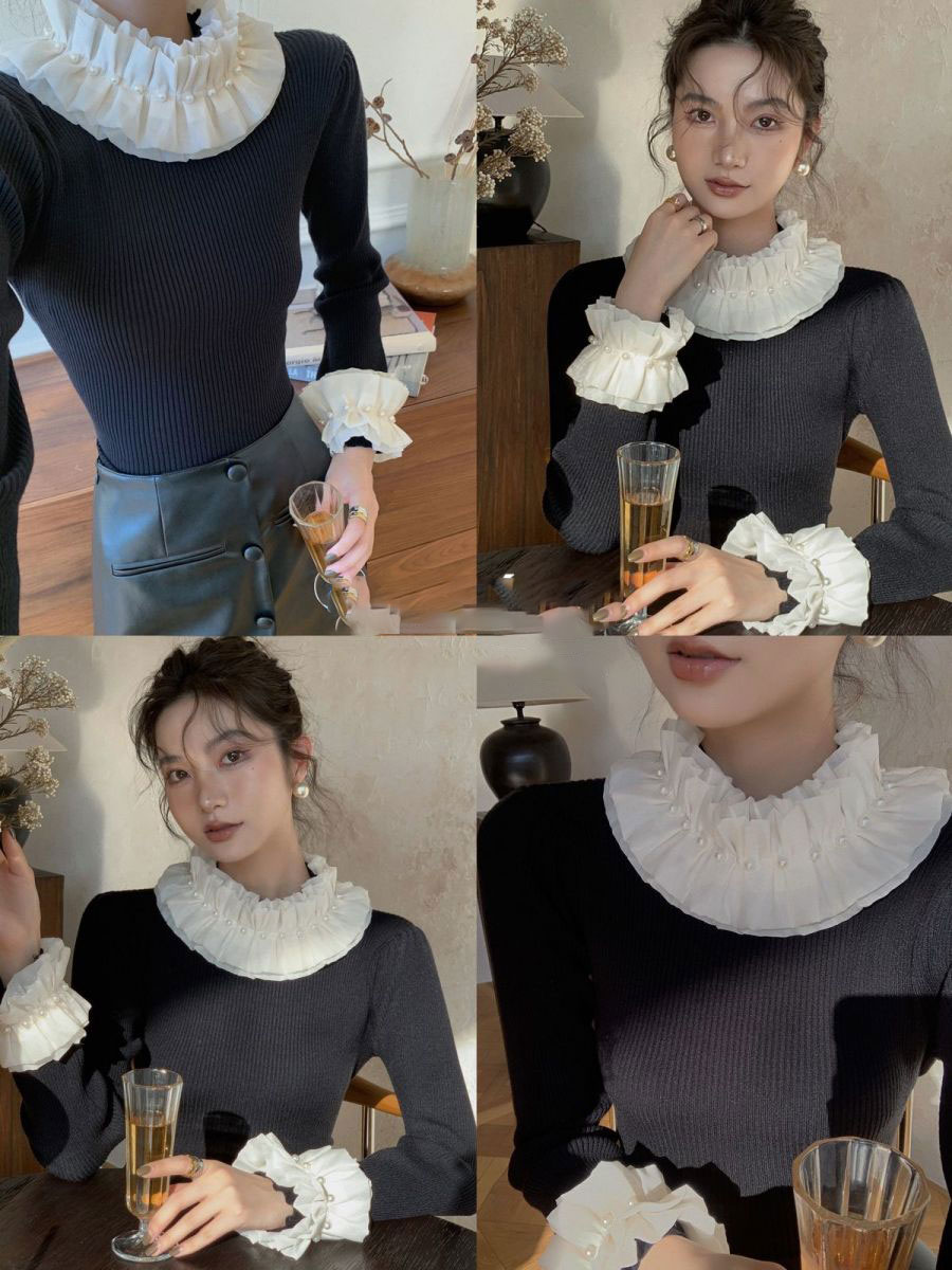 French retro fungus half turtleneck sweater, gentle and ladylike, light luxury, beautiful, slimming bottoming sweater, high-end feel