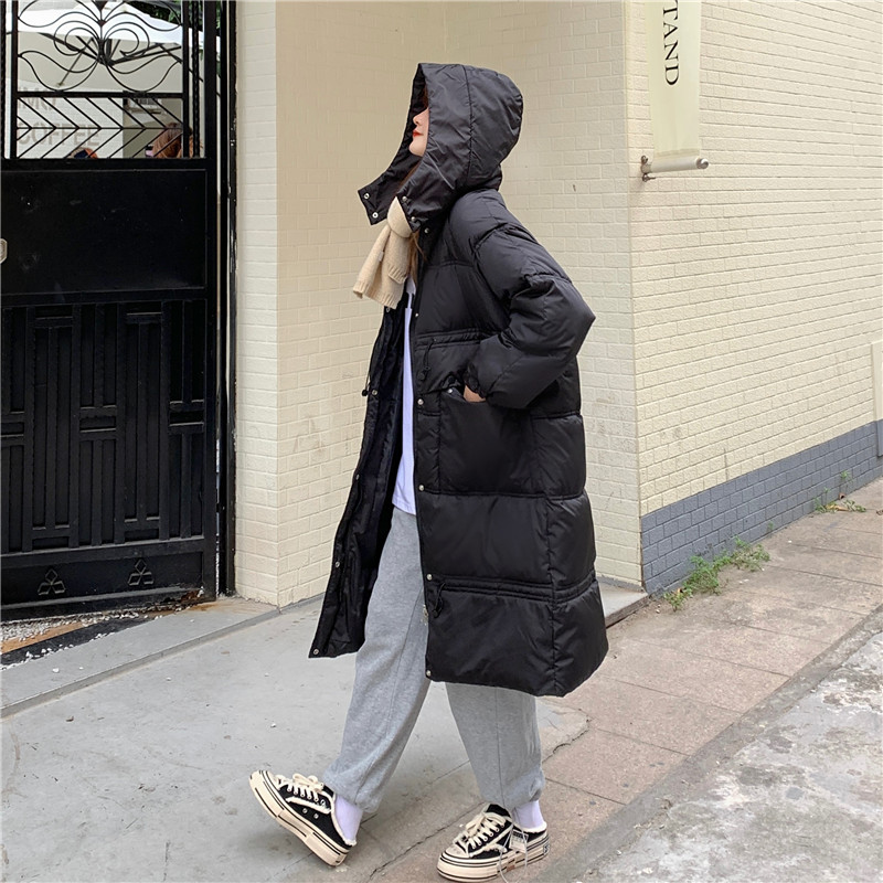 Actual shot of 2023 new winter down jacket mid-length knee-length loose and slim Korean style warm cotton jacket