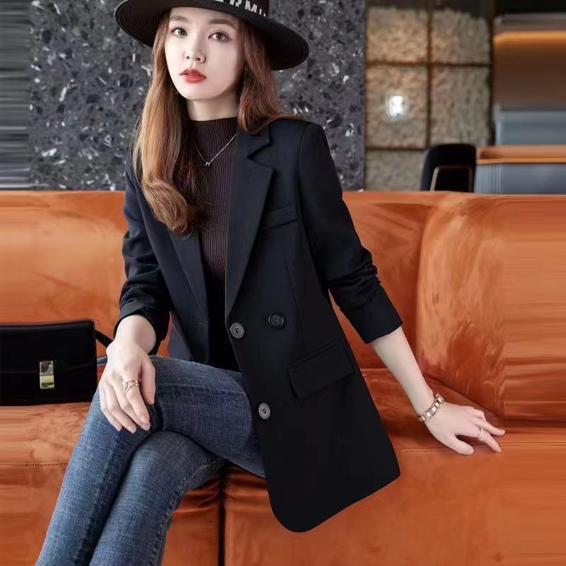 Suit jacket women's autumn slimming 2023 spring and autumn new mid-length suit Korean style small suit jacket feminine temperament