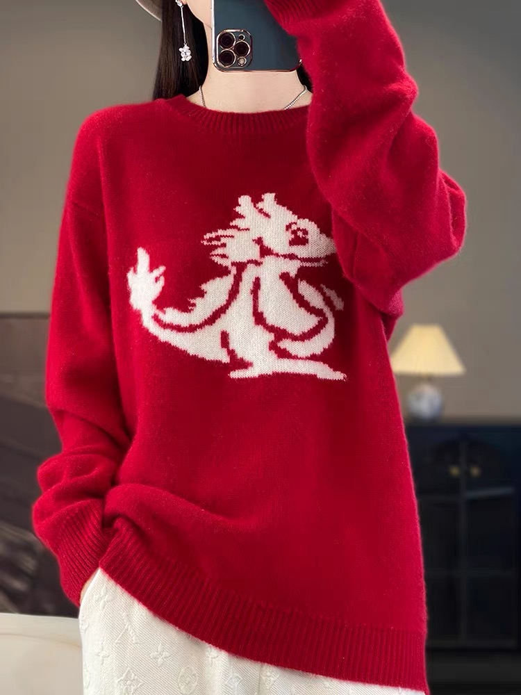 冬季新款新年红色毛衣圣诞节本命年针织打底衫 YU KT5976