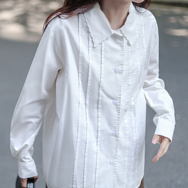内搭白色衬衫女设计感日系学院风小清新百搭纯棉长袖衬衣