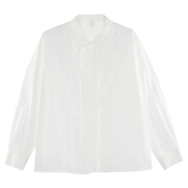 内搭白色衬衫女设计感日系学院风小清新百搭纯棉长袖衬衣