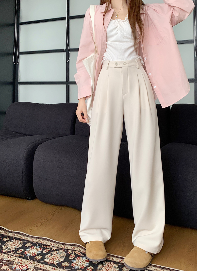 Real shot of God Pants 2024 spring new style straight-leg trousers with wide legs and casual suit pants for women