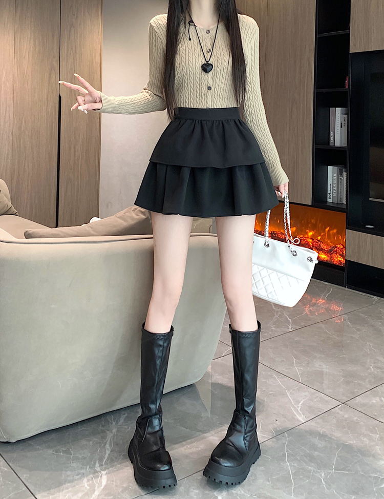 Real shot of woolen skirt for women in autumn and winter white first love skirt A-line skirt cake skirt petite tutu skirt