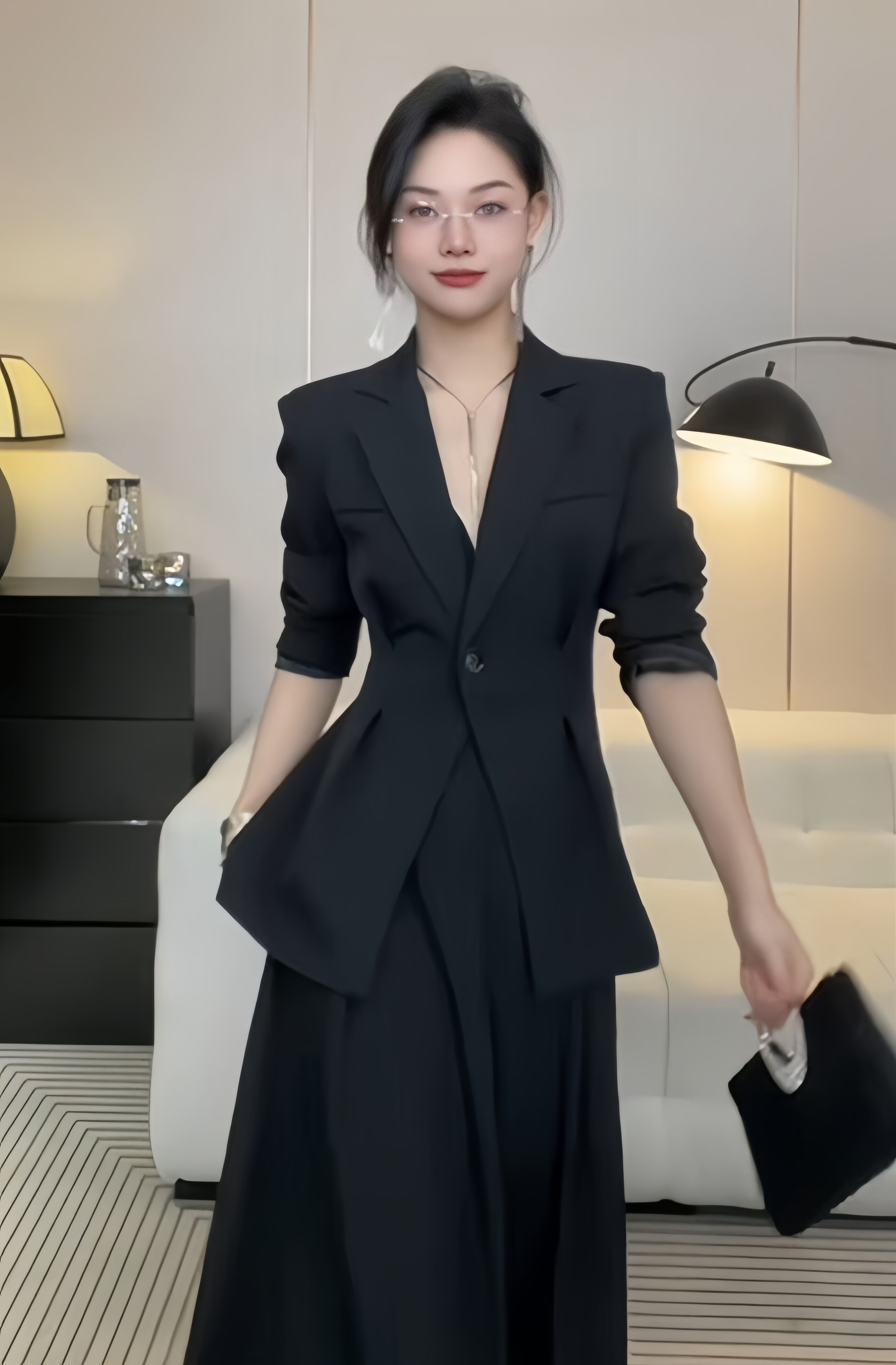 Night Paris 2024 Spring New Korean Style Advanced Design Simple Slimming Suit Skirt