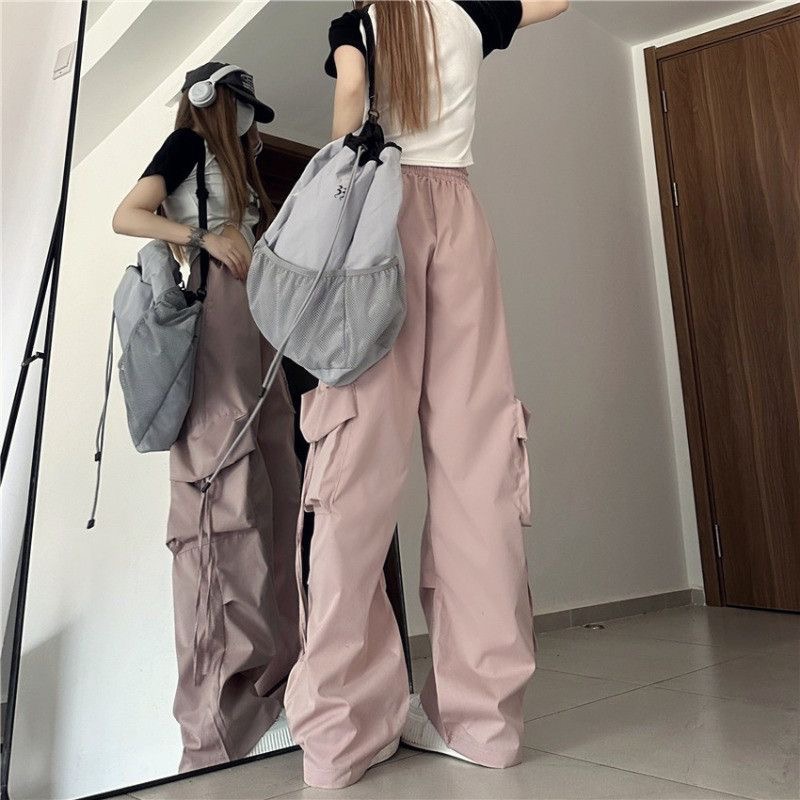 Retro overalls women's spring wear 2024 new high-waisted straight loose design casual wide-leg pants