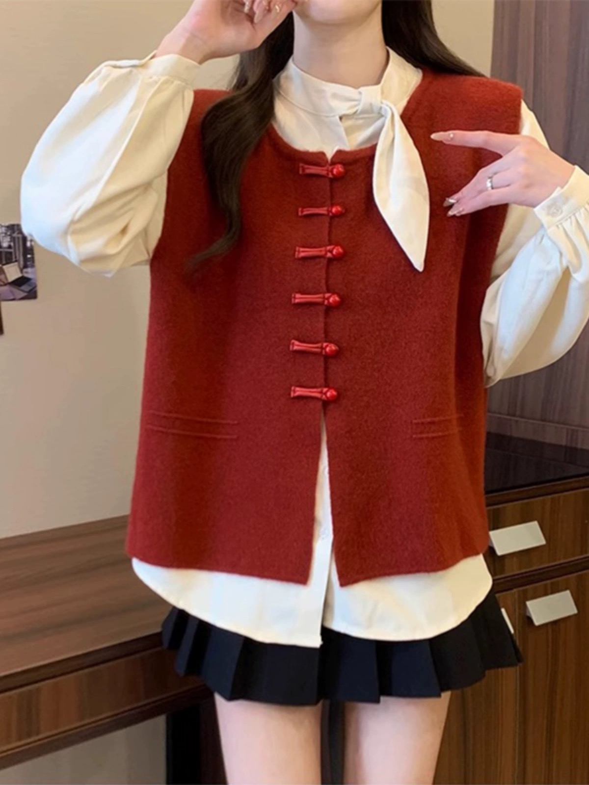 冬装搭配一整套微胖女红色连衣裙2024拜年新年战袍新中式国风套装