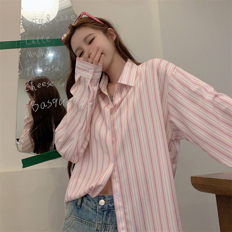 Striped shirt 2024 early spring high-end women's shirt top design niche French top