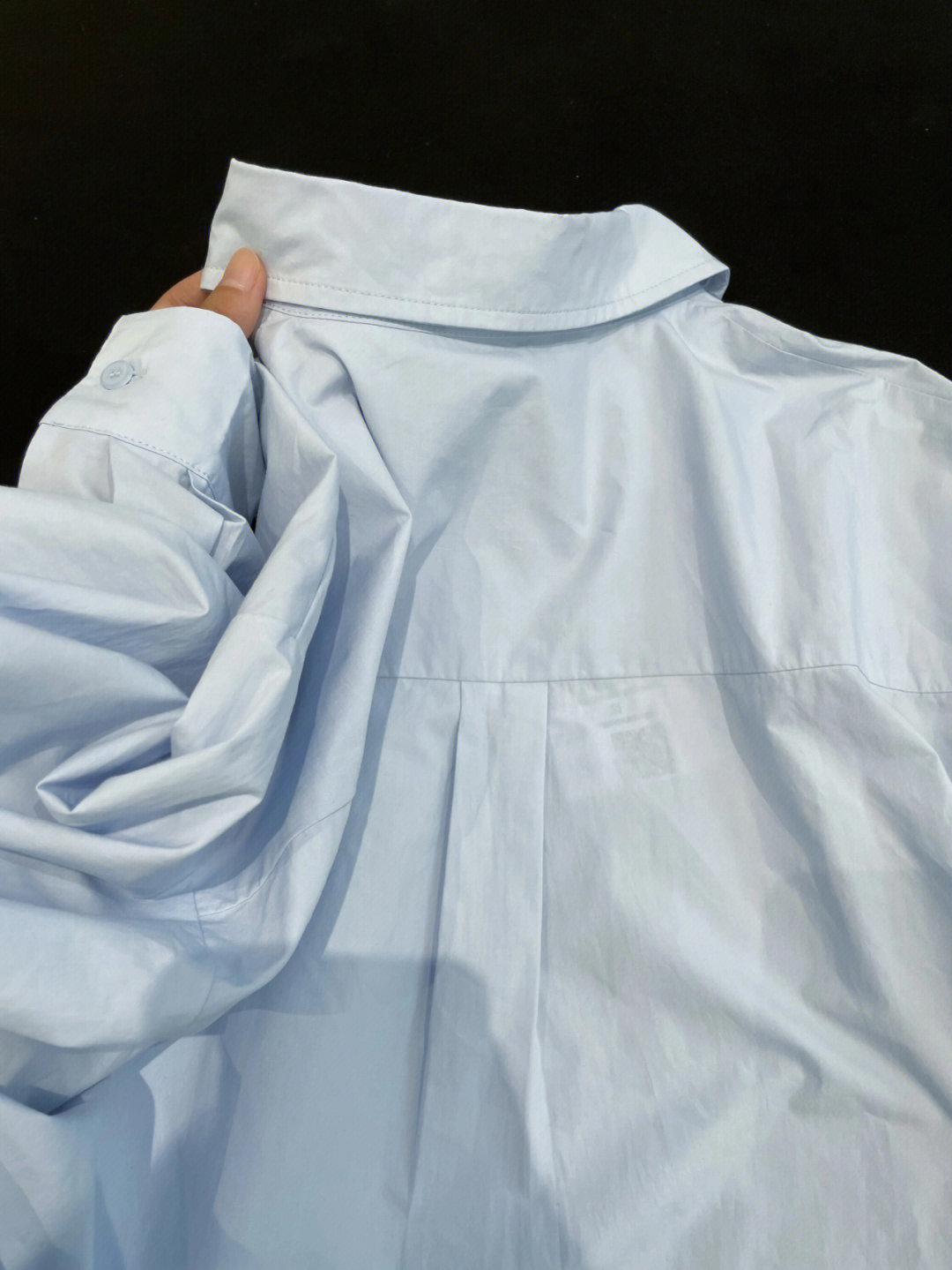 纯棉蓝色长袖衬衫2024新款小众宽松叠穿内搭衬衣chic上衣