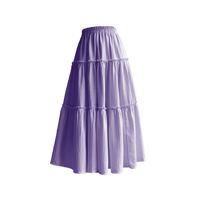 Real shot of plus size women's spring and summer new design diamond skirt high waist slimming cake skirt A-line skirt