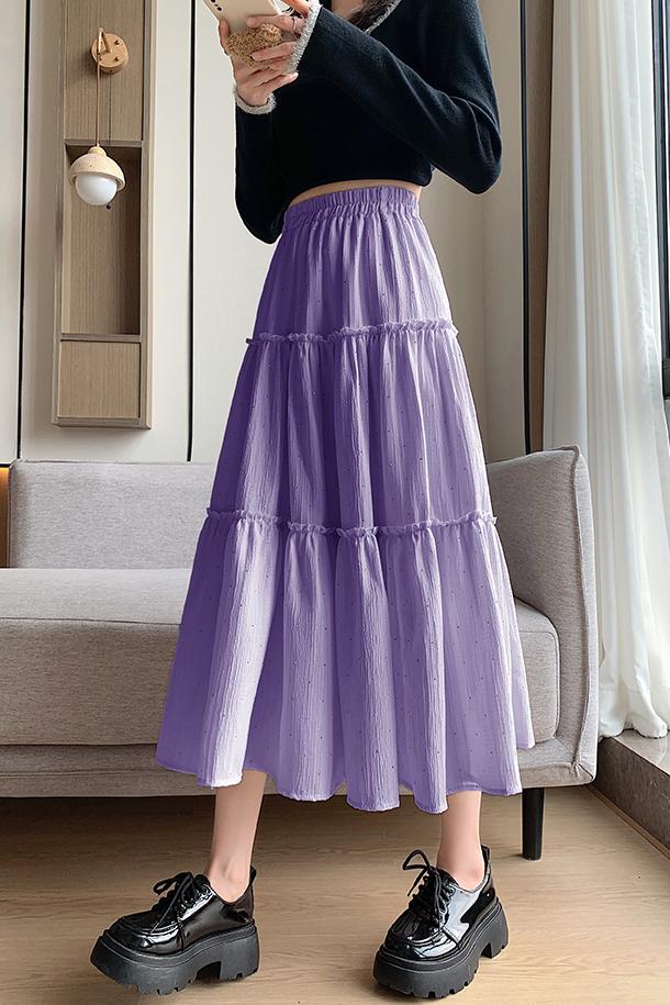 Real shot of plus size women's spring and summer new design diamond skirt high waist slimming cake skirt A-line skirt