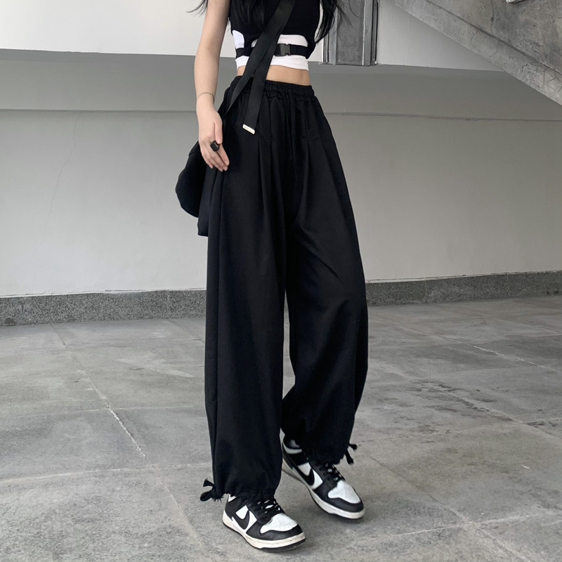 Actual shot of spring leggings drawstring straight loose wide-leg bloomers casual trousers