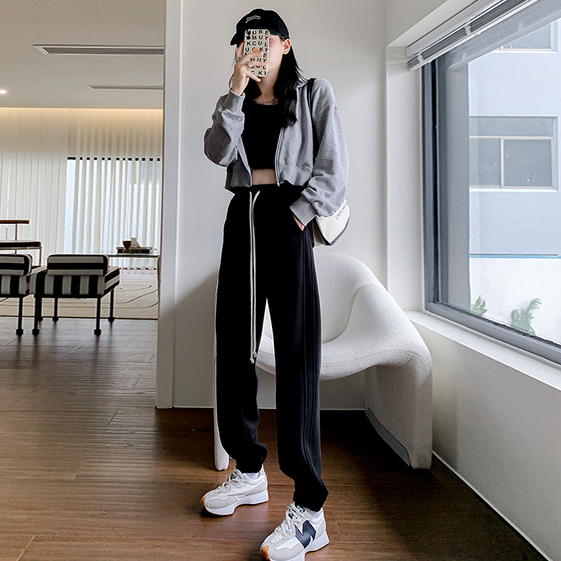 Official photo # Black sweatpants for women, spring and autumn fashion slimming spring and autumn thin casual leggings sweatpants