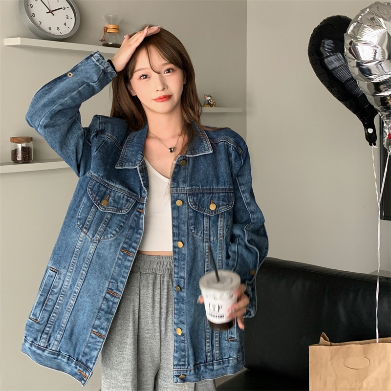 2024 spring new style real shot plus size women's Hong Kong style denim jacket Korean style jacket top S-5XL 200 catties